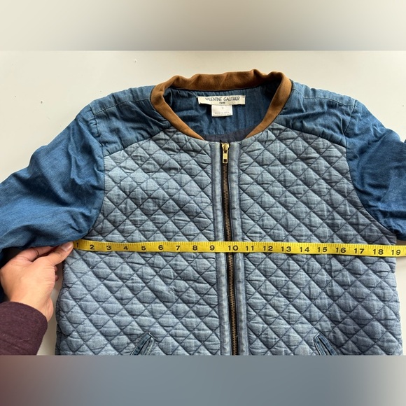 ANTHROPOLOGIE VALENTINE GAUTHIER Blue Denim Quilted Chambray Jacket Size S - Picture 7 of 15